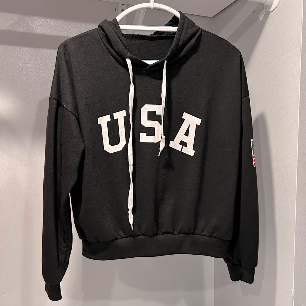 USA Cropped Hooded Sweatshirt